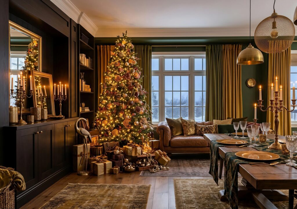 15 Elegant Outdoor Christmas Decor Ideas Elegant outdoor patio seating area with cozy blankets and pillows as part of elegant outdoor Christmas decor ideas
